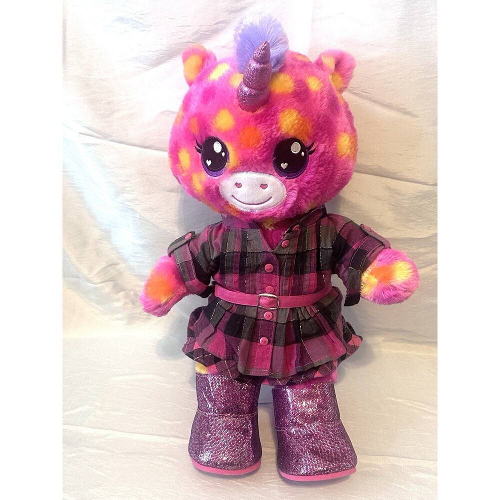 Build A Bear Heartables Unicorn Land Dottie Pink Heart Plush Stuffed Animal 17”